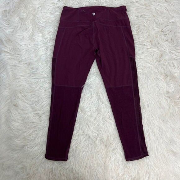 Sweaty Betty Womens Power 7/8 Mesh Workout Cropped Leggings Red Maroon Medium - Picture 2 of 12